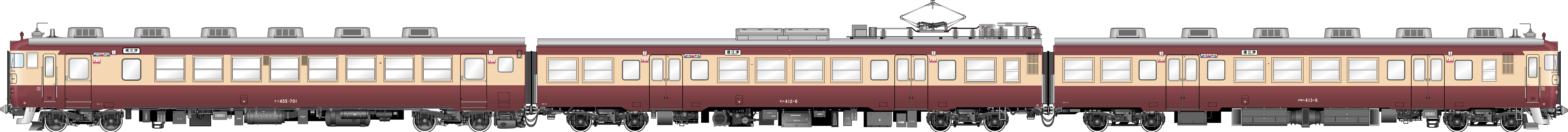 電車のイラスト クハ455・413・412